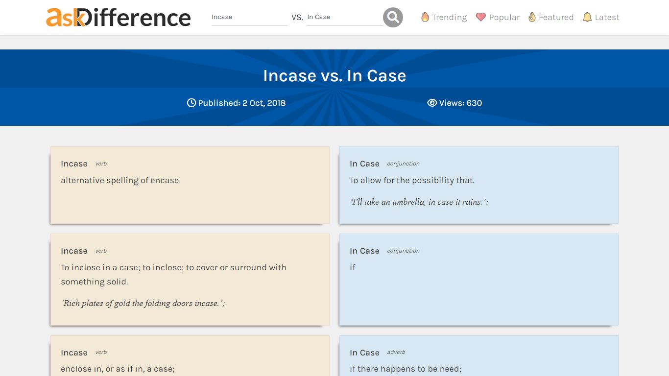 Incase vs. In Case - What's the difference? | Ask Difference